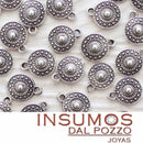 Pendiente mini Medalla Punteada 13 mm Baño de Plata