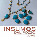 Turquesa Irregular  15 mm Baño Oro