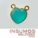 Corazón Calcedonia Aqua  R 10 mm 2C Baño Oro