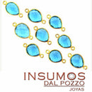Gota Corazón  Topacio Azul Suizo R 11 mm 2C Baño Oro