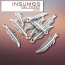 Pendiente Charm Plumita 2 Baño de Plata Mate