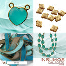 Corazón Calcedonia Aqua  R 10 mm 2C Baño Oro