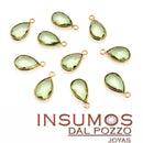 Gota Amatista Verde R  8 x 12 mm Baño Oro