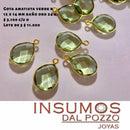 Gota Amatista Verde R  10 x 14 mm Baño Oro