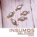 Cabuchón Oval Labradorita Natural  7 x 5 mm Baño Oro 2C