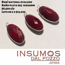 Ovalo Rubí Natural1  10 x 20 mm Baño de Plata