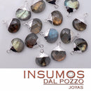Gota Ancha Labradorita Natural 14 mm Baño de Plata