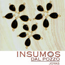 Gota Onyx Negro R  8 x 12 mm Baño Oro