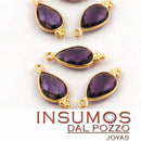 Gota Amatista Veneciana R  8x12 mm Baño Oro