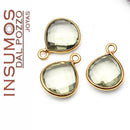 Gota Corazón Amatista Verde R 11 mm Baño Oro