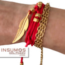 Pita de Seda Hechas Roja Oro Mate