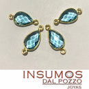 Gota Topacio Azul R  8 x 12 mm Baño Oro