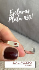 Banda Corazón Plata 950 Esclava 6 mm