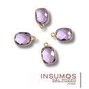 Octogono Amatista Rosa R  8 x 12 mm Baño Oro