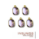 Octogono Amatista Rosa R  8 x 12 mm Baño Oro