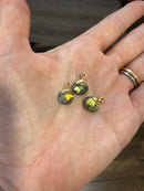 Gota Ancha Labradorita Natural 11 mm Baño de Oro
