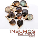 Pendiente Gota Labradorita Natural 14 mm 1C Baño Oro